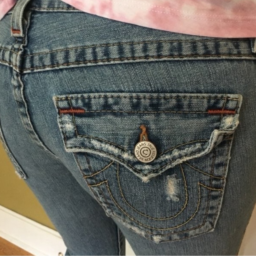 True Religion Y2k Jeans Destroyed Joey Flared Boo… - image 8